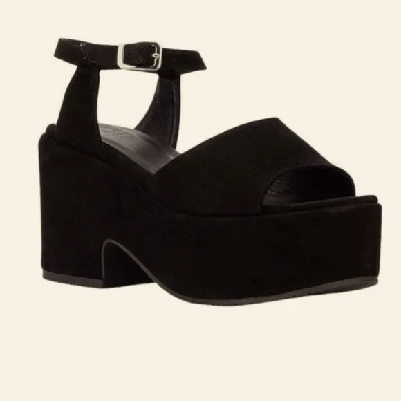 NWOB Made in Italy Aquatalia Black Suede Emmie Platform Sandal Size 8
