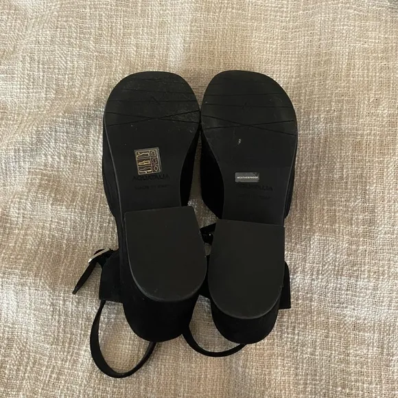 NWOB Made in Italy Aquatalia Black Suede Emmie Platform Sandal Size 8
