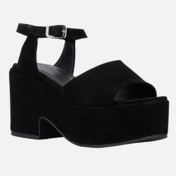 NWOB Made in Italy Aquatalia Black Suede Emmie Platform Sandal Size 8