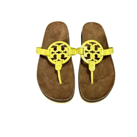 NWOB Tory Burch Miller Cloud Sandals - Yellow Leather Thong‎ Sandals 8.5