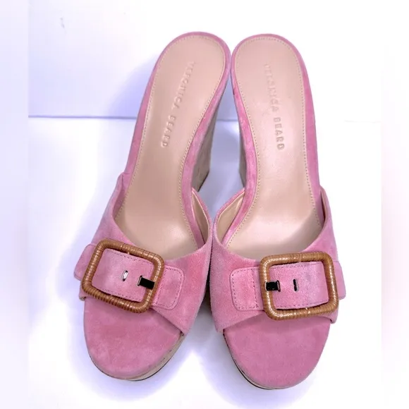 NWOB Veronica Beard Donata Suede Wedge Sandals, Size 10