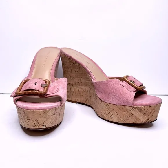 NWOB Veronica Beard Donata Suede Wedge Sandals, Size 10