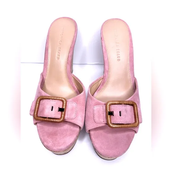 NWOB Veronica Beard Donata Suede Wedge Sandals, Size 10