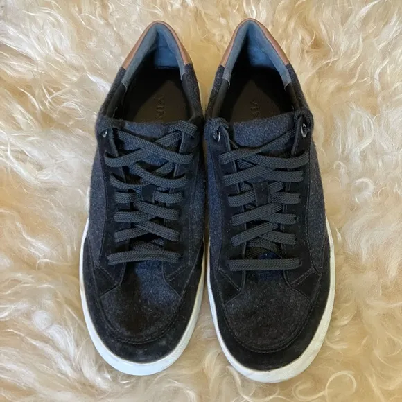 NWOB Vince Dawson Mixed LeatherSneakers in Charcoal Sz 8 (US) 41 (EU).