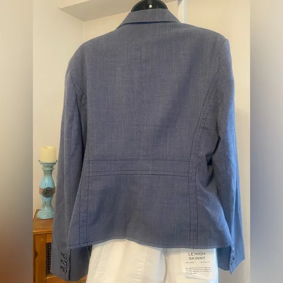 NWOT- 7th Avenue Design Studio Chambray Jacket Blazer. Color: Blue. Size: 14