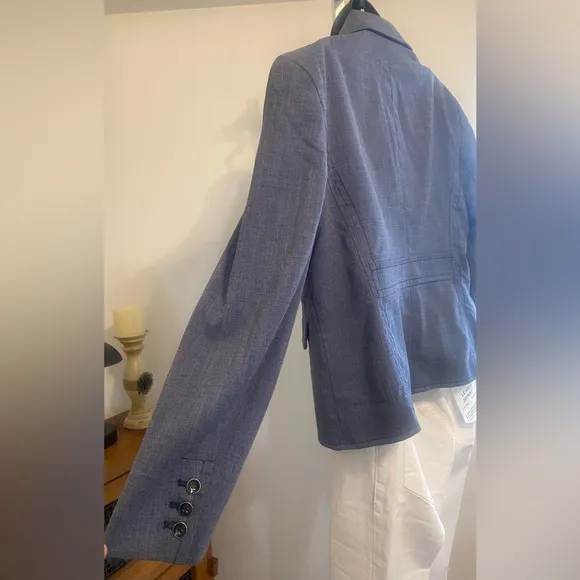 NWOT- 7th Avenue Design Studio Chambray Jacket Blazer. Color: Blue. Size: 14