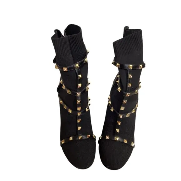 NWOT Beautiful Studded Black Sock Boots Size 40 🐼