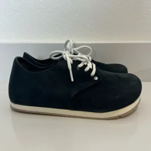 NWOT Birkenstock Womens Maine Nubuck Leather Shoes Black Lace Up Size 35
