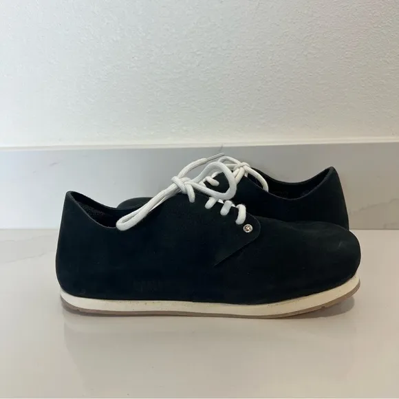 NWOT Birkenstock Womens Maine Nubuck Leather Shoes Black Lace Up Size 35