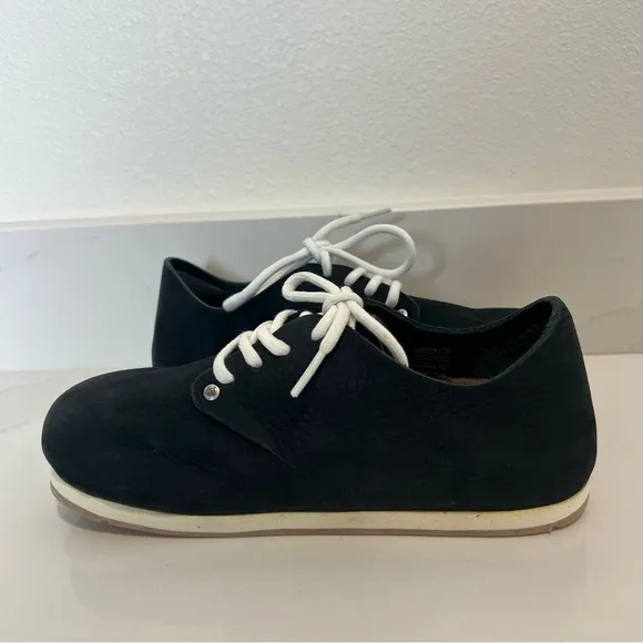 NWOT Birkenstock Womens Maine Nubuck Leather Shoes Black Lace Up Size 35