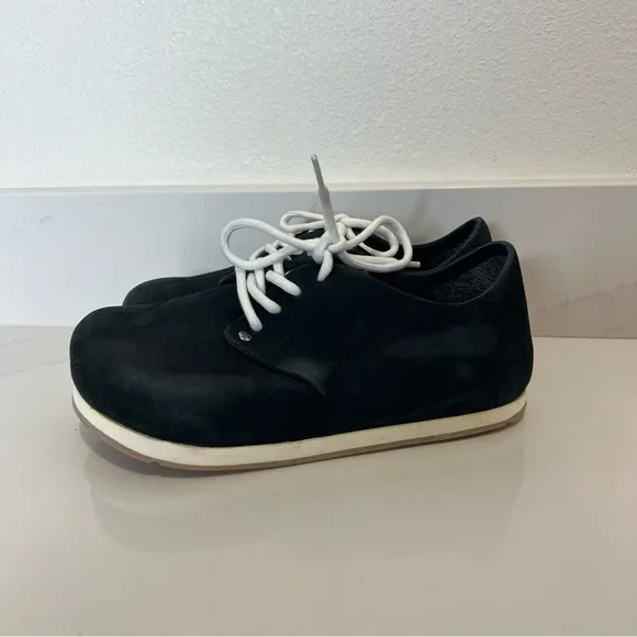NWOT Birkenstock Womens Maine Nubuck Leather Shoes Black Lace Up Size 35