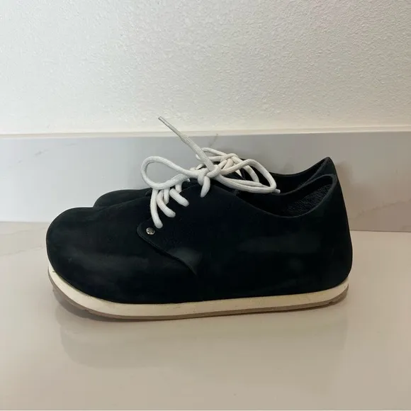 NWOT Birkenstock Womens Maine Nubuck Leather Shoes Black Lace Up Size 35