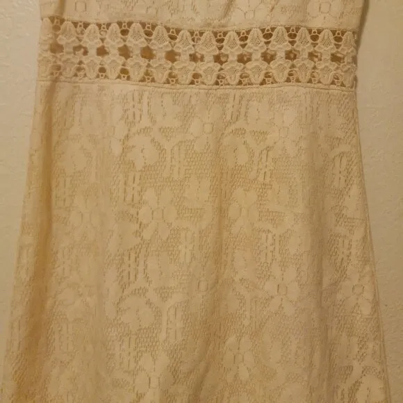 NWOT Free People Ivory/Cream Lace &amp; Crochet 2 Piece Look Mini Dress
