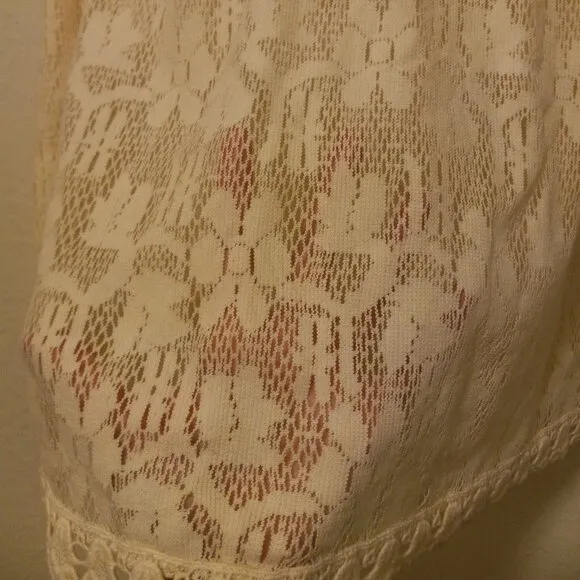 NWOT Free People Ivory/Cream Lace &amp; Crochet 2 Piece Look Mini Dress