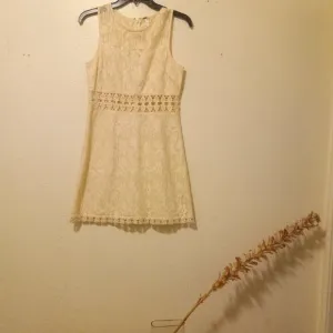 NWOT Free People Ivory/Cream Lace &amp; Crochet 2 Piece Look Mini Dress