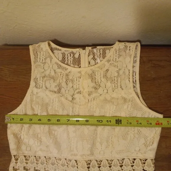 NWOT Free People Ivory/Cream Lace &amp; Crochet 2 Piece Look Mini Dress