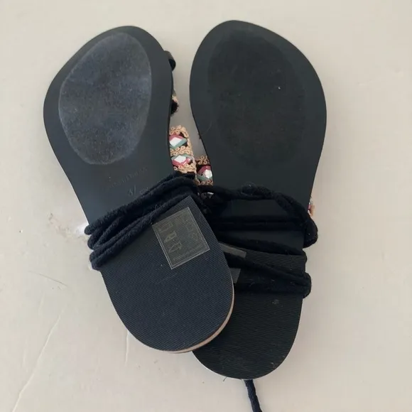 NWOT Free People Mantra Mirror Black Leather Boho Sandals Sz 37