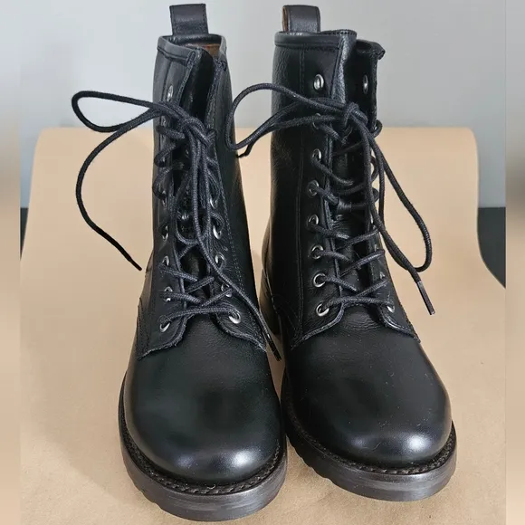 NWOT Frye Veronica Women’s Combat Boots, Black, Sz 9 (like an 8.5)