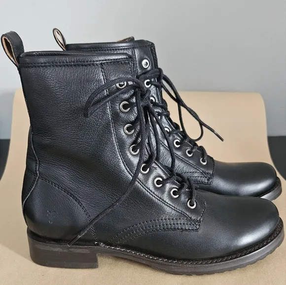 NWOT Frye Veronica Women’s Combat Boots, Black, Sz 9 (like an 8.5)