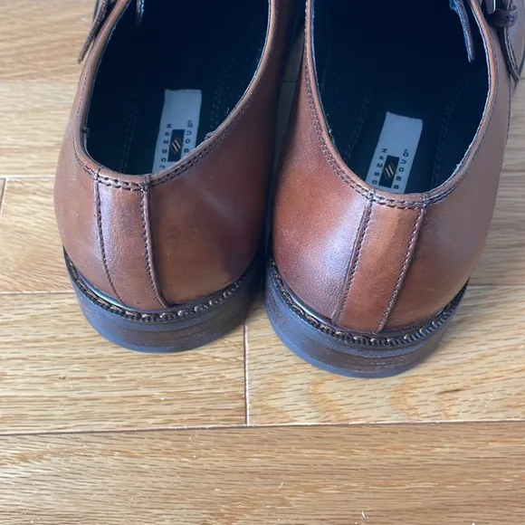 NWOT Joseph Abboud Will II buckle Men's Brown Leather Dress Shoes