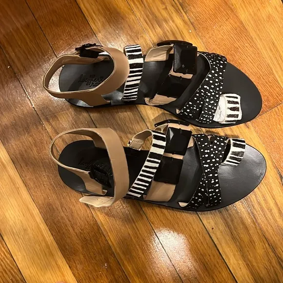 NWOT or Box Loeffler Randall Sedona Animal Print Calf Hair Sandals | Boho