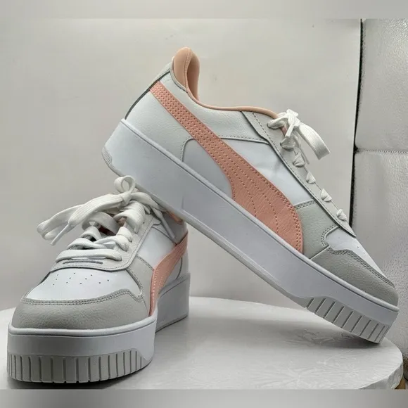 NWOT PUMA Carina Street Shoes 2.0 White and Peach Women’s Size 9.5