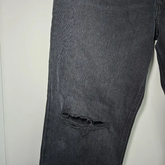 NWT! AGOLDE Lana Jean Sz 32 Mid Rise Vintage Straight Distressed Black Disorder