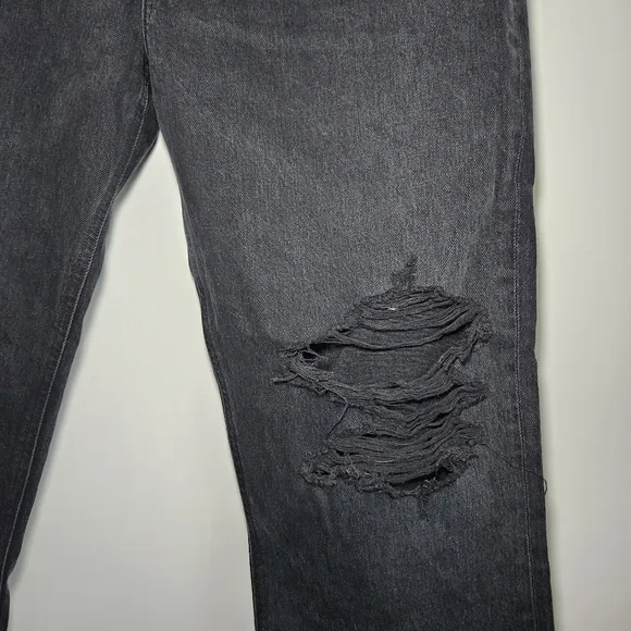 NWT! AGOLDE Lana Jean Sz 32 Mid Rise Vintage Straight Distressed Black Disorder