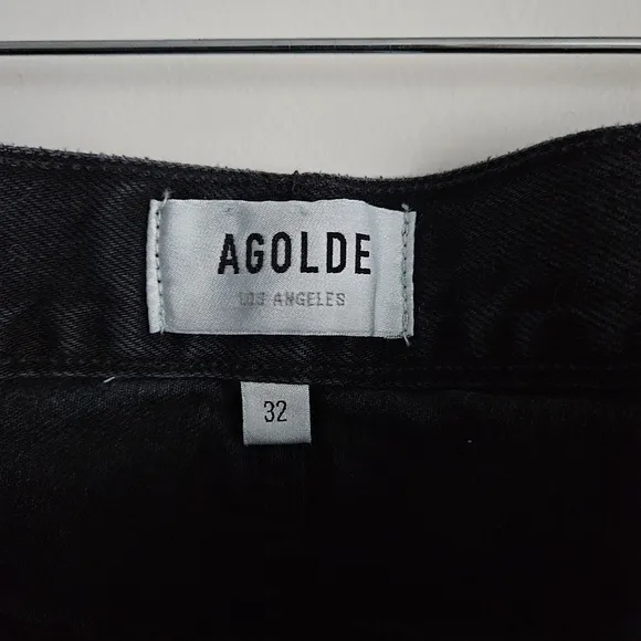 NWT! AGOLDE Lana Jean Sz 32 Mid Rise Vintage Straight Distressed Black Disorder