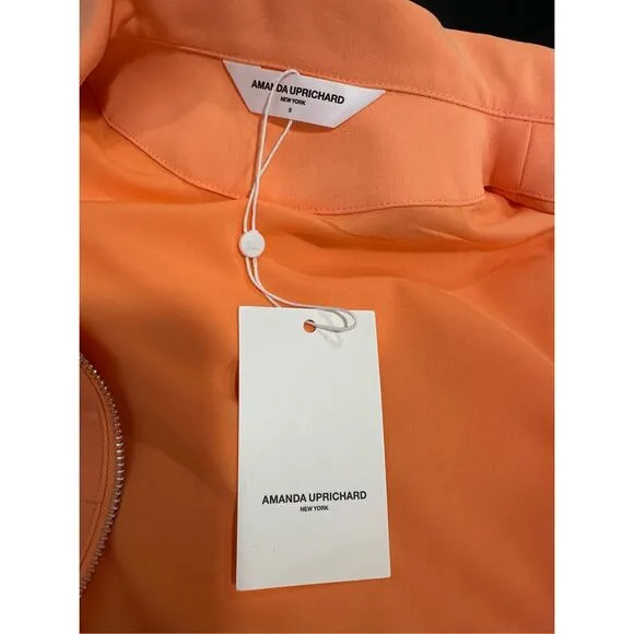 NWT Amanda Uprichard Short Sleeve Wendell Mini Dress Orange Size Small $255