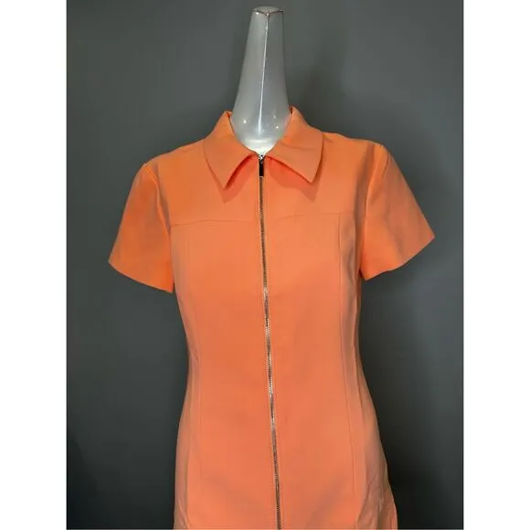 NWT Amanda Uprichard Short Sleeve Wendell Mini Dress Orange Size Small $255