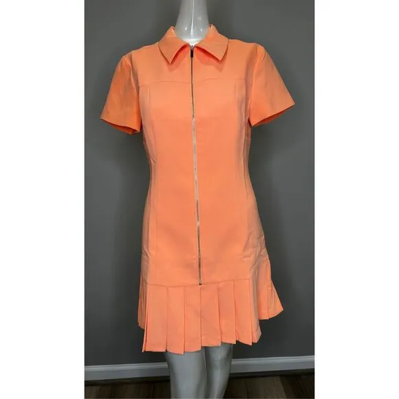 NWT Amanda Uprichard Short Sleeve Wendell Mini Dress Orange Size Small $255