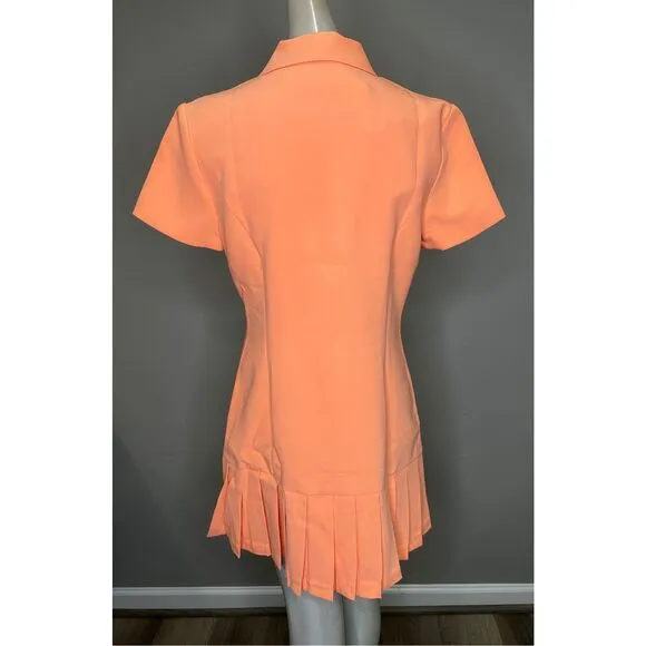 NWT Amanda Uprichard Short Sleeve Wendell Mini Dress Orange Size Small $255