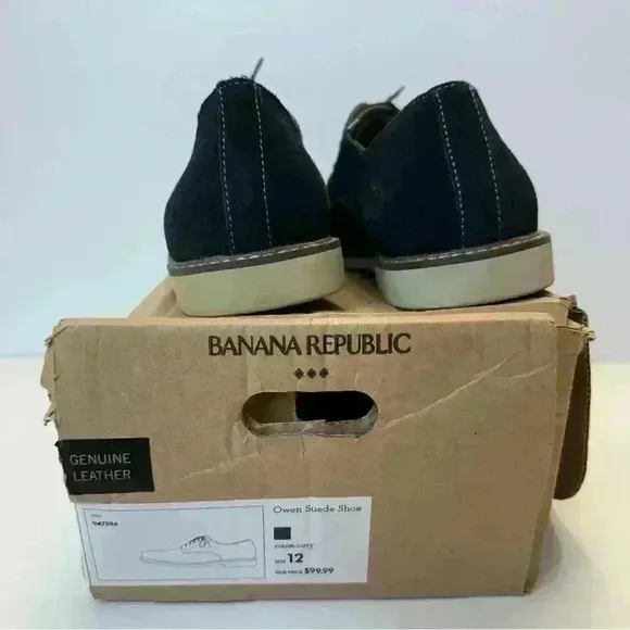 NWT Banana Republic Owen Suede Shoes Mens Size 12 Genuine Leather Navy‎