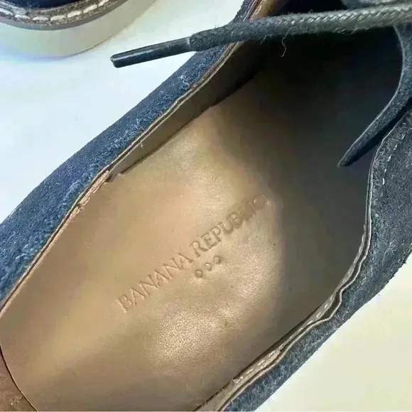 NWT Banana Republic Owen Suede Shoes Mens Size 12 Genuine Leather Navy‎