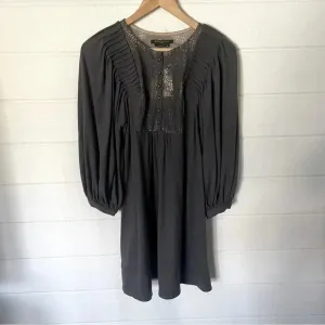 NWT BCBGMaxAzria Wool Blend Jersey Knit Balloon Sleeve Boho Peasant Dress Sz SP