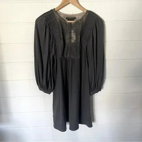 NWT BCBGMaxAzria Wool Blend Jersey Knit Balloon Sleeve Boho Peasant Dress Sz SP