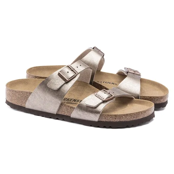 NWT Birkenstock Sydney Birko-Flor 2-Strap Sandals in Graceful Taupe