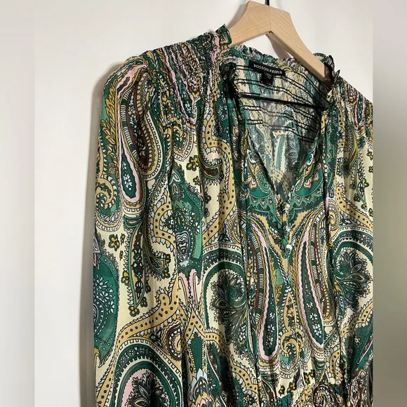 NWT Boston Proper Paisley Print Smocked Dress Multicolor