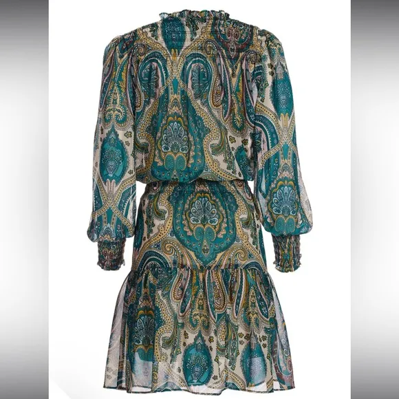 NWT Boston Proper Paisley Print Smocked Dress Multicolor