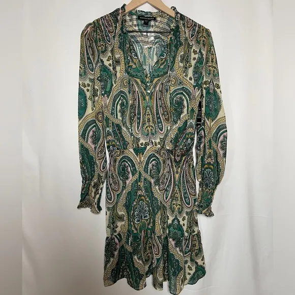 NWT Boston Proper Paisley Print Smocked Dress Multicolor