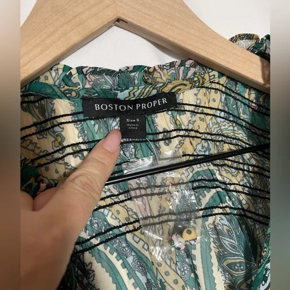 NWT Boston Proper Paisley Print Smocked Dress Multicolor