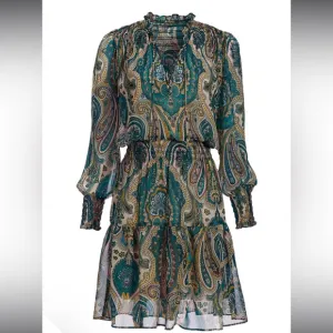 NWT Boston Proper Paisley Print Smocked Dress Multicolor