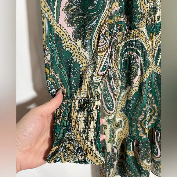 NWT Boston Proper Paisley Print Smocked Dress Multicolor