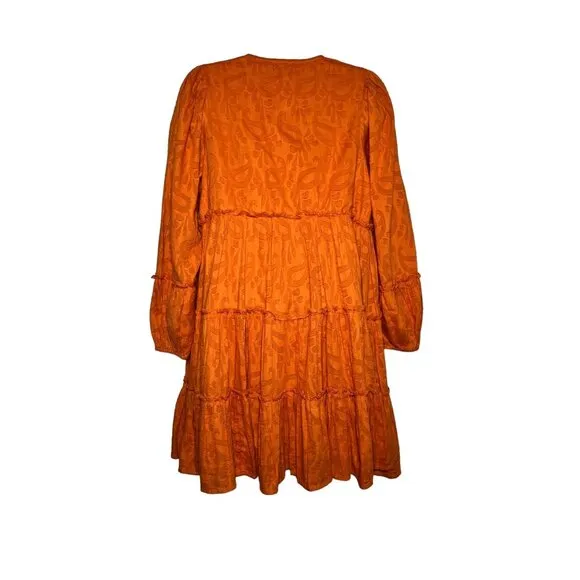 NWT Cleobella Blythe Mini Dress in Bright Orange Floral Tiered Boho XS