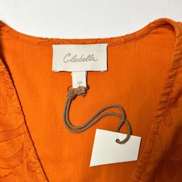 NWT Cleobella Blythe Mini Dress in Bright Orange Floral Tiered Boho XS