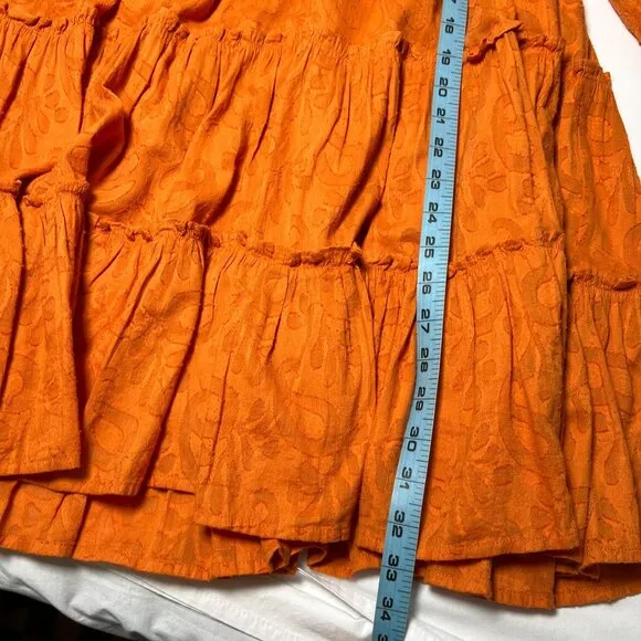 NWT Cleobella Blythe Mini Dress in Bright Orange Floral Tiered Boho XS