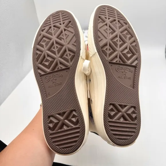 NWT Commes Des Garçons CDG Play Converse High Top Chuck 70 Heart Sneakers Cream