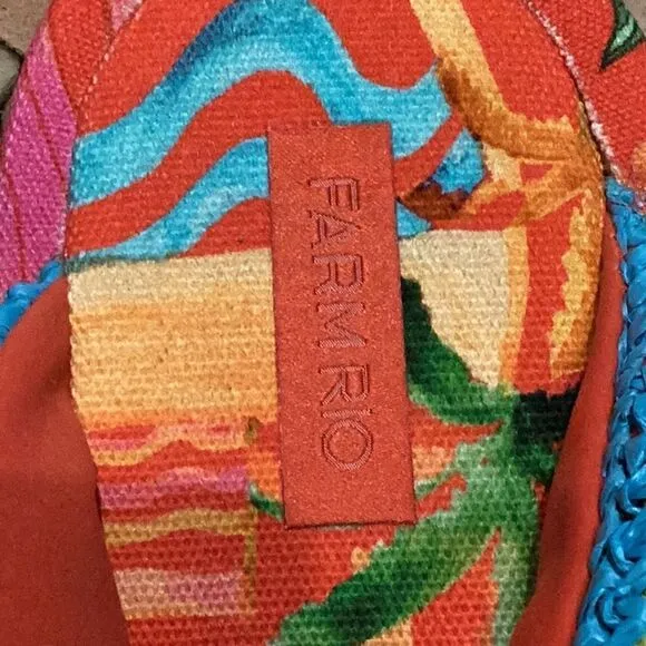 NWT Farm Rio Women's Tropical Puffy Flip Flop Vegan Sandals  Multi Color Sz 11