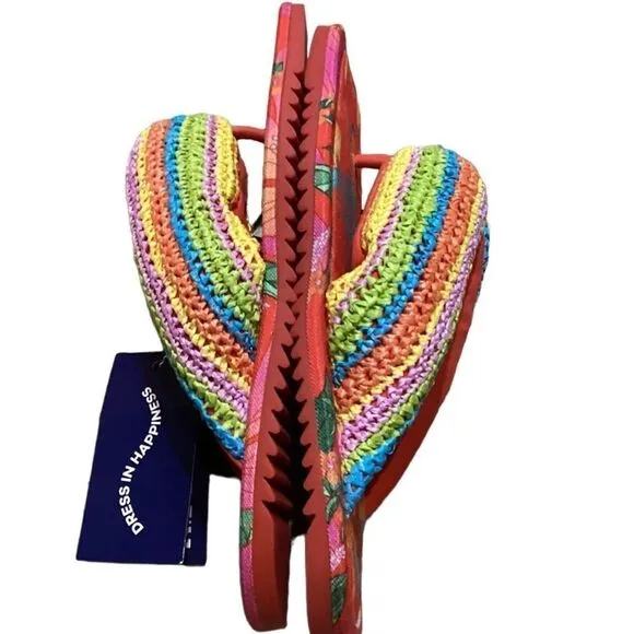 NWT Farm Rio Women's Tropical Puffy Flip Flop Vegan Sandals  Multi Color Sz 11
